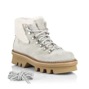 MONTELLIANA 1965 Aurora Suede Shearling-Trimmed Hiking Boots size 39